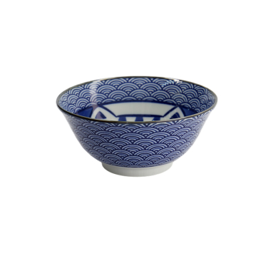 TDS, Tayo Schale, Kawaii Lucky Cat Neko, Seikaiha-Neko Blue, Ø 15x7cm, 550ml - Art Nr. 617607