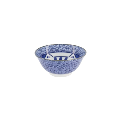 Tayo Bowl Kawaii Lucky Cat Neko Seikaiha-Neko Blue, Porcelain, 550 ml, Item No. 617607