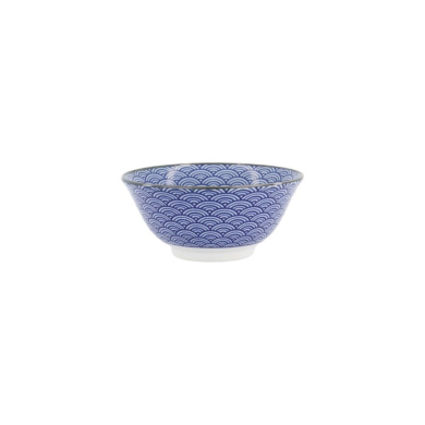 Tayo Bowl Kawaii Lucky Cat Neko Seikaiha-Neko Blue, Porcelain, 550 ml, Item No. 617607