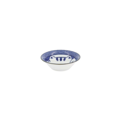 Sauce Bowl Kawaii Lucky Cat Neko Seikaiha-Neko Blue, Porcelain, Ø 11.5 cm, Item No. 617645