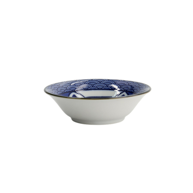 TDS, Sauce Bowl, Kawaii Lucky Cat Neko, Seikaiha-Neko Blue, Ø 11.5 x 4 cm - Item No. 617645