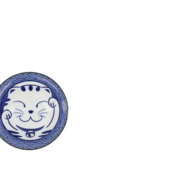 Sauce Bowl Kawaii Lucky Cat Neko Seikaiha-Neko Blue, Porcelain, Ø 11.5 cm, Item No. 617645