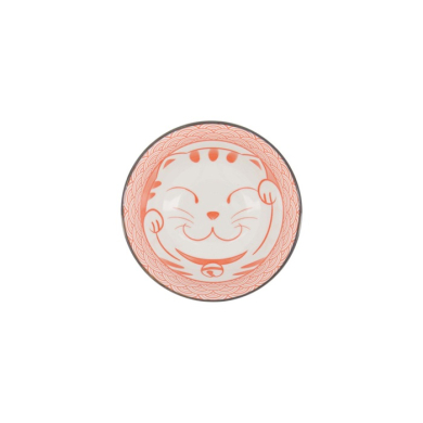 Tayo Bowl Kawaii Lucky Cat Neko Seikaiha-Neko Red, Porcelain, 550 ml, Item No. 617669