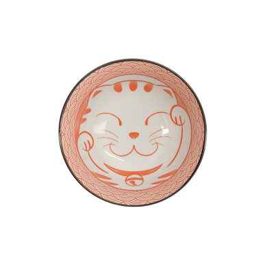 TDS, Tayo Schale, Kawaii Lucky Cat Neko, Seikaiha-Neko Red, Ø 15x7cm, 550ml - Art Nr. 617669