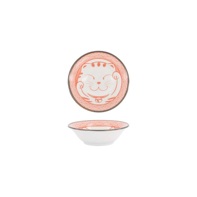 Sauce Bowl Kawaii Lucky Cat Neko Seikaiha-Neko Red, Porcelain, &Oslash; 11.5 cm