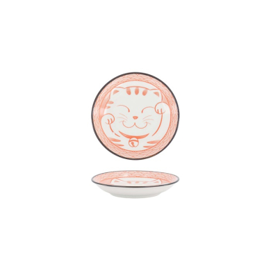 Sauce Bowl Kawaii Lucky Cat Neko Seikaiha-Neko Red, Porcelain, &Oslash; 12 cm