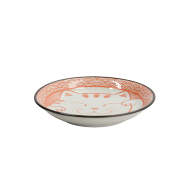 TDS, Sauce Bowl, Kawaii Lucky Cat Neko, Seikaiha-Neko Red, Ø 12 x 2 cm - Item No. 617713