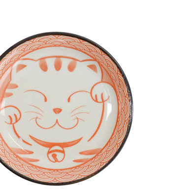 TDS, Sauce Bowl, Kawaii Lucky Cat Neko, Seikaiha-Neko Red, Ø 12 x 2 cm - Item No. 617713