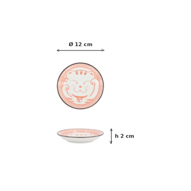 Sauce Bowl Kawaii Lucky Cat Neko Seikaiha-Neko Red, Porcelain, Ø 12 cm, Item No. 617713