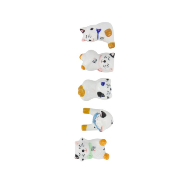 Chopstick Rest Set Kawaii Ramen Cat Multicoloured, 5 pcs, Porcelain, Item No. 618055