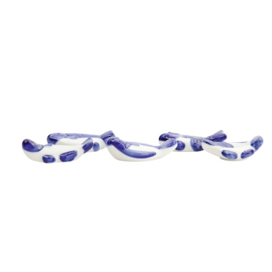 Chopstick Rest Set Kawaii Fish Blue, White, 5 pcs, Porcelain, Item No. 618109