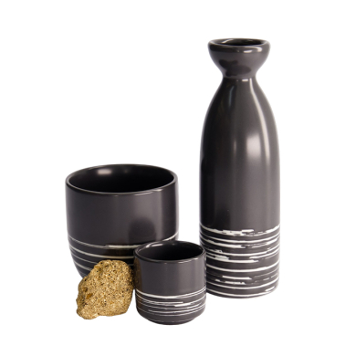 TDS, Sake-Bottle, Black Maru, 17.5cm 180ml, Item No. 7476