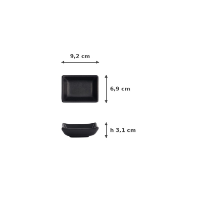 Saucenschale Schwarz, Melamin, 9,2 × 6,9 × 3,1 cm, Art.-Nr. 8017