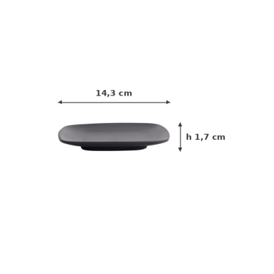 Square Plate Zen Black, Melamine, 14.3 × 14.3 × 1.7 cm, Item No. 8019