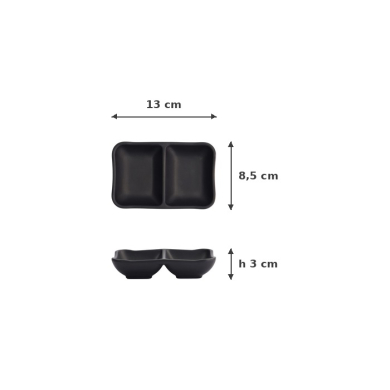 Sauce Bowl Black, Melamine, 13 × 8.5 × 3 cm, Item No. 8026