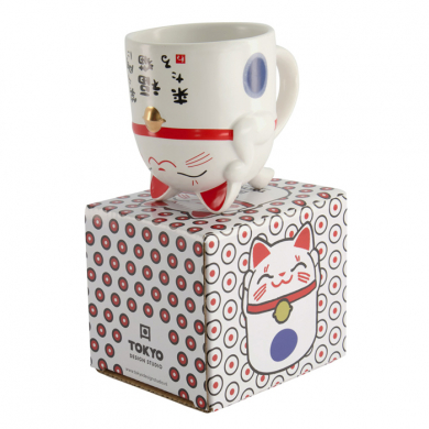 Blau Kawaii Glückliche Katze (Lucky Cat) Tasse bei Tokyo Design Studio (Bild 2 von 4)