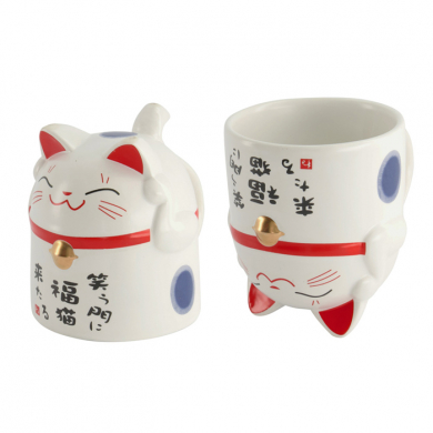 Blau Kawaii Glückliche Katze (Lucky Cat) Tasse bei Tokyo Design Studio (Bild 4 von 4)