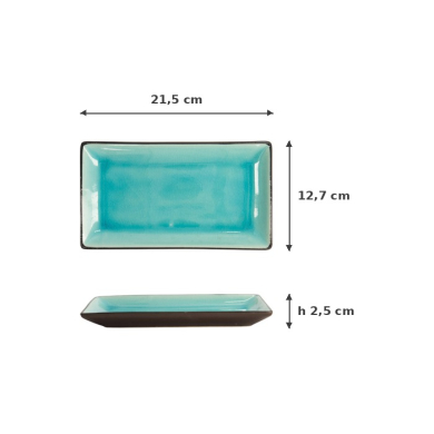 Sushi-Platte Glassy Turquoise, 21,5 × 12,7 cm, Art.-Nr. 8167