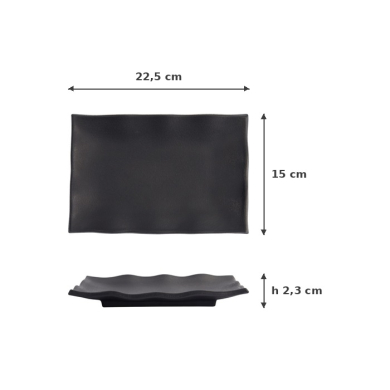 Serving Platter Zen Black, Melamine, 22.5 × 15 × 2.3 cm, Item No. 8554