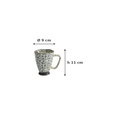 Mug Flower Blue, Stoneware, 400 ml, Item No. 8894