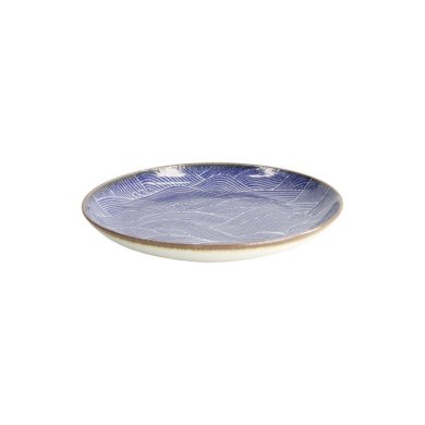 Plate Seigaiha Blue, Brown, Porcelain, Ø 21.5 cm, Item No. 14209