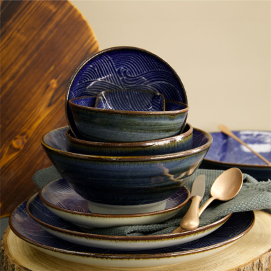 TDS, Teller, Seigaiha, Blau, Ø 21.5x3cm, Art.-Nr. 14209