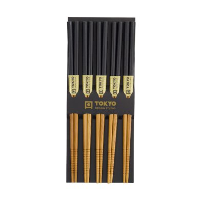 Bamboo Schwarz 5 Paar Essstäbchen bei Tokyo Design Studio