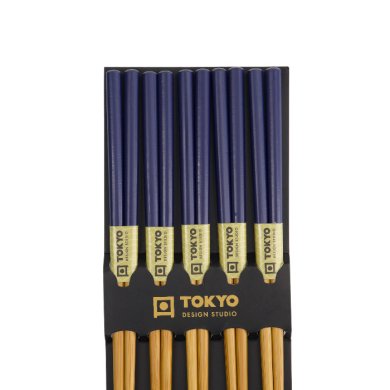 TDS, Chopstick Set, Bamboo Blue, 5 pair, Item No. 14462