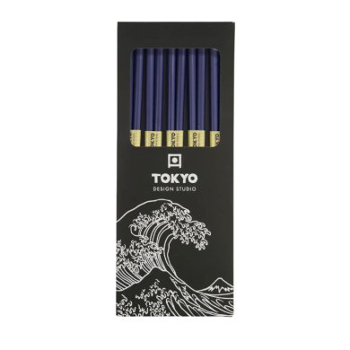TDS, Chopstick Set, Bamboo Blue, 5 pair, Item No. 14462