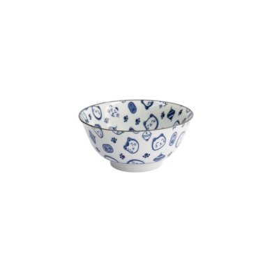 Rice Bowl Kawaii Lucky Cat Neko Blue, Porcelain, 500 ml, Item No. 15427