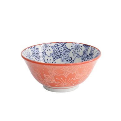 Tayo Bowl Mixed Bowls Sakura Blue, Red, Porcelain, 500 ml, Item No. 15463