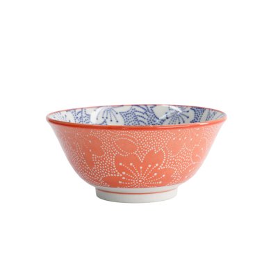 Tayo Bowl Mixed Bowls Sakura Blue, Red, Porcelain, 500 ml, Item No. 15463