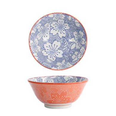 Tayo Bowl Mixed Bowls Sakura Blue, Red, Porcelain, 500 ml