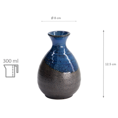 Sake-Flasche Blau/Schwarz, Steingut, 300 ml, Art.-Nr. 15843