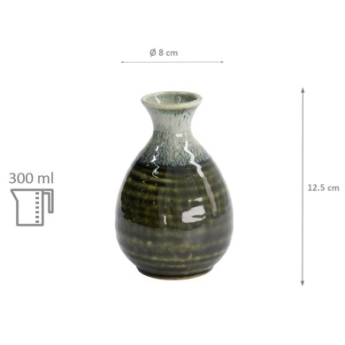 TDS, Sake Flasche, Weiß/Grün, Ø  8x12,5 cm, 300 ml, Art.-Nr. 15845