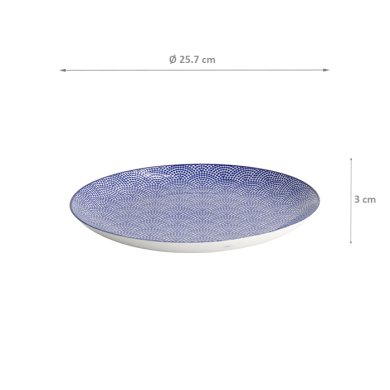 TDS, Plate, Nippon Blue, Dots, Ø 25.7 x 3 cm - Item No. 16025
