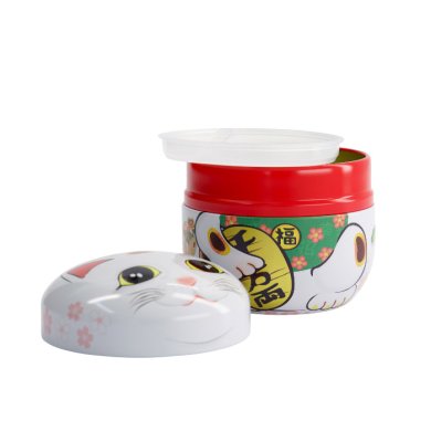 Tea Container Lucky Cat White, Stainless Steel, Ø 8.6 × 8.4 cm, 100 g, Item No. 16184