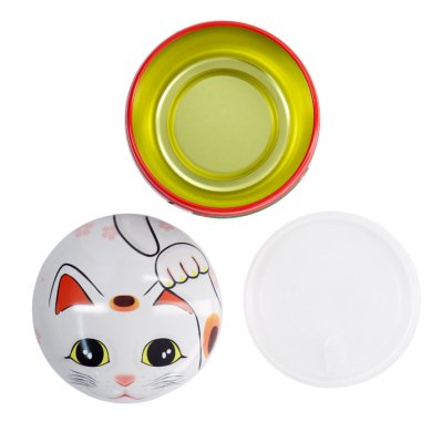 Tea Container Lucky Cat White, Stainless Steel, Ø 8.6 × 8.4 cm, 100 g, Item No. 16184