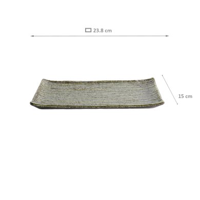 Sushi Plate Mino Craft Green, Porcelain, 23.8 × 15 cm, Item No. 16309