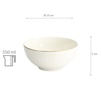 TDS, Bowl, Nippon White, Lines, Ø 15 x 7 cm 550 ml- Item No. 16451