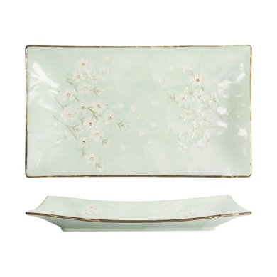Servierplatte Green Cosmos, Steinzeug, 33,2 &times; 19,3 &times; 2,2 cm