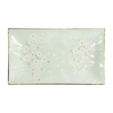 Servierplatte Green Cosmos, Steinzeug, 33,2 × 19,3 × 2,2 cm, Art.-Nr. 16508
