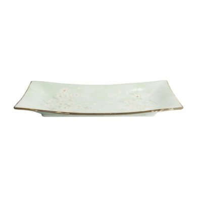 Servierplatte Green Cosmos, Steinzeug, 33,2 × 19,3 × 2,2 cm, Art.-Nr. 16508