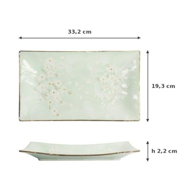 Servierplatte Green Cosmos, Steinzeug, 33,2 × 19,3 × 2,2 cm, Art.-Nr. 16508