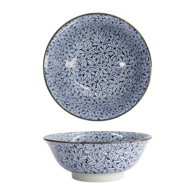 Ramen Bowl Hana Blue Mixed Bowls Momiji Maple, Porcelain, 1.2 l