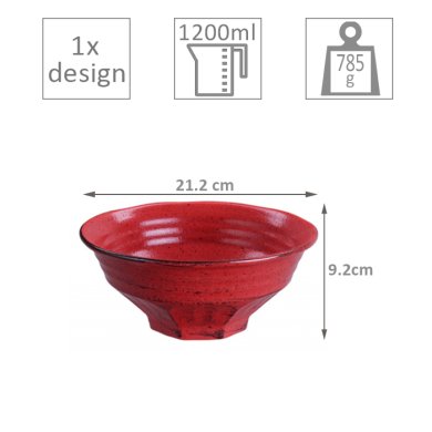 TDS, Ramen Schale, Mixed Bowls Negoro Red, Ø 21,2 cm, 16581