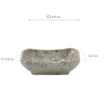 Rectangular Sauce Dish Grey Soshun, Stoneware, 8.8 × 6.5 × 2.8 cm, Item No. 16615