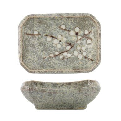 Rectangular Sauce Dish Grey Soshun, Stoneware, 8.8 &times; 6.5 &times; 2.8 cm