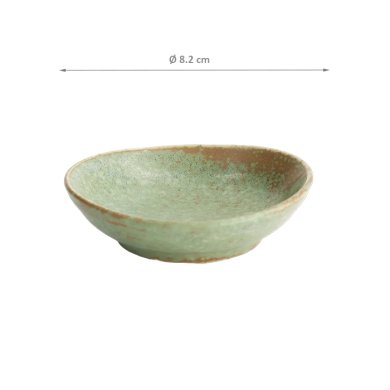 Oval Sauce Dish Vert Sauge Green, Stoneware, 8.3 × 2.3 cm, Item No. 16662