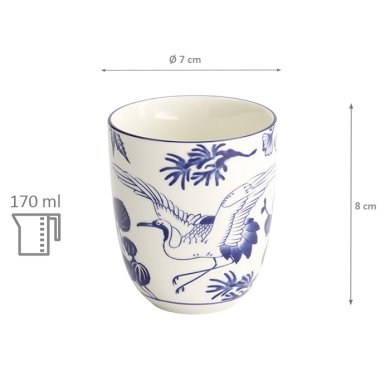 TDS, Teacup, Flora Japonica, Crane, Ø 6.7 x 7.7 cm 170 ml - Item No: 16726